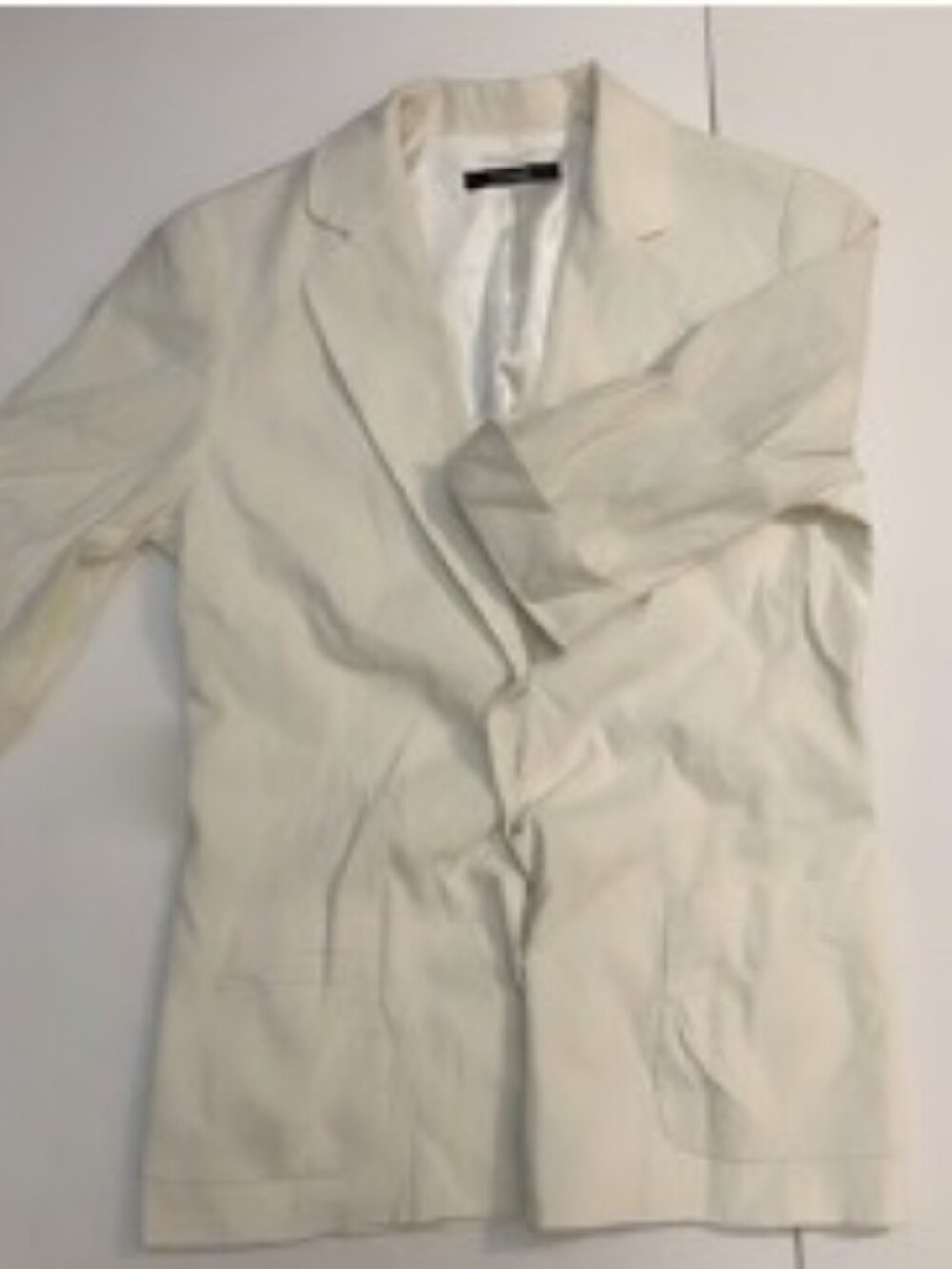 Tahari Women'Cream Linen Blend Blazer Three Quarter Sleeve Patch Pockets Size 10